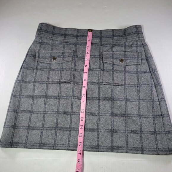 Loft Petite Gray Plaid Workwear Mini Skirt With Front Pockets Classic Size M - Picture 6 of 7